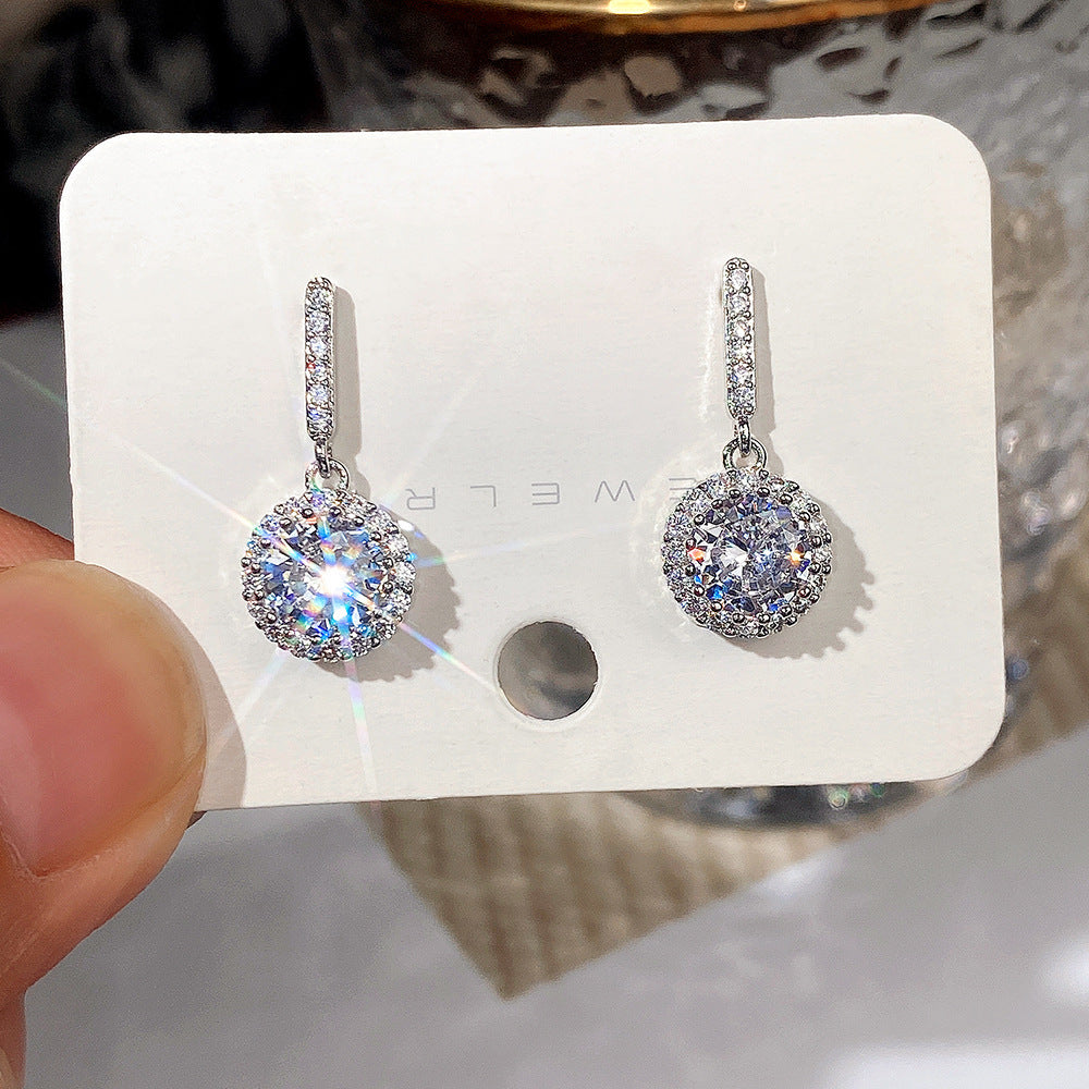 Rhinestone Geometric Round Zircon Women's Earrings