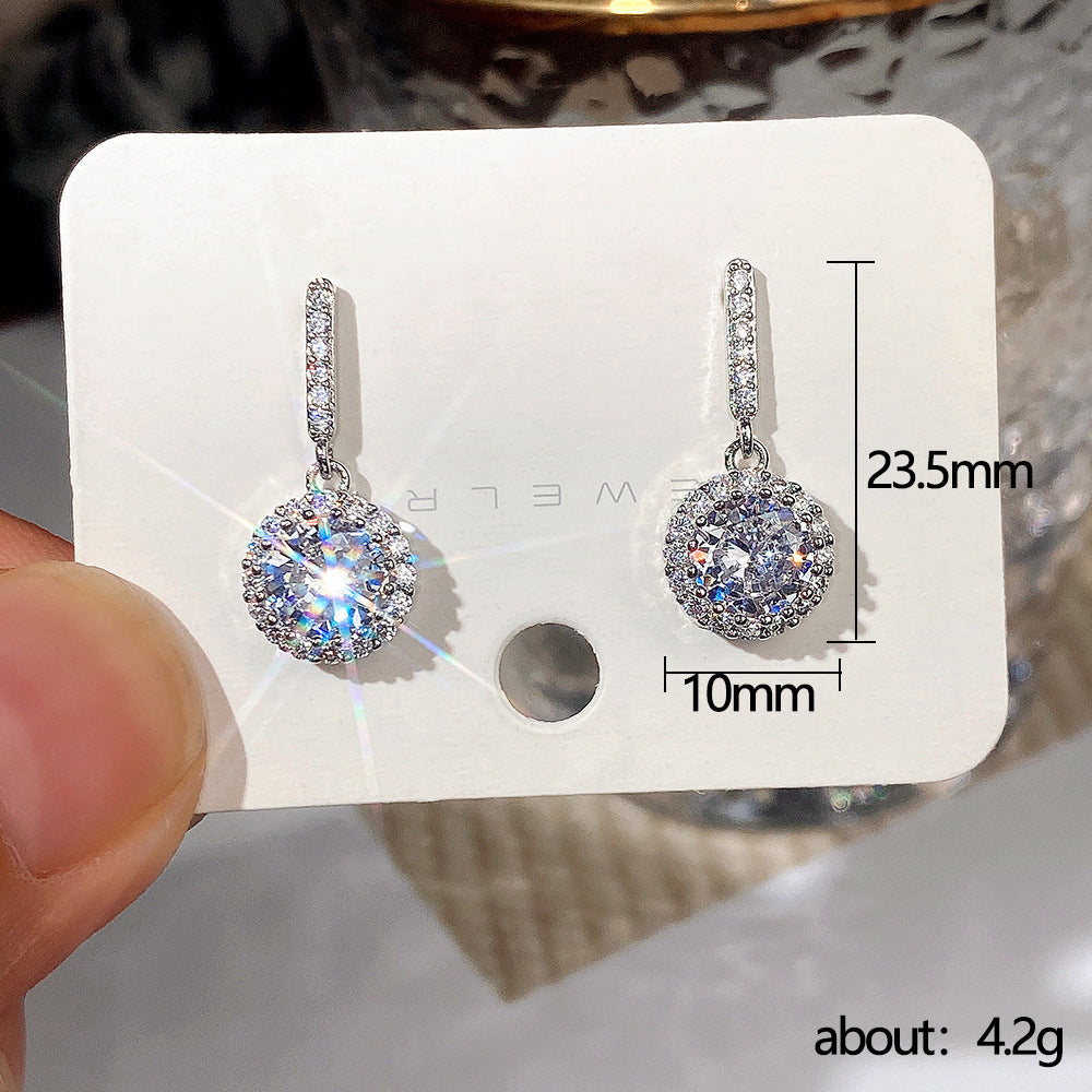 Rhinestone Geometric Round Zircon Women's Earrings