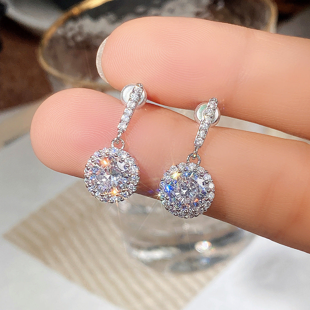 Rhinestone Geometric Round Zircon Women's Earrings