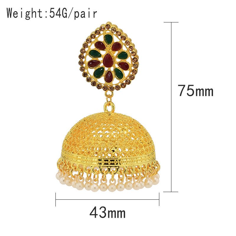 Indian Earrings Traditional Golden Earrings Jhumka Jhumki Jumka for Wowen-Gold Color - enjoyinshopping