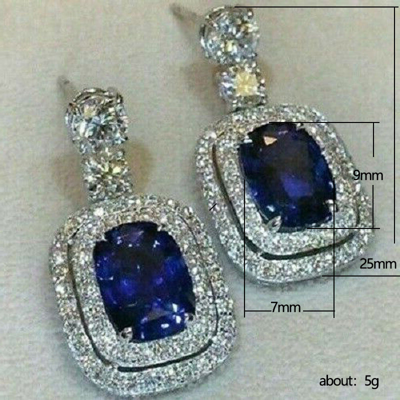 Europe and America Popular Simulation Colored Gems Earrings Engagement Banquet Accessories