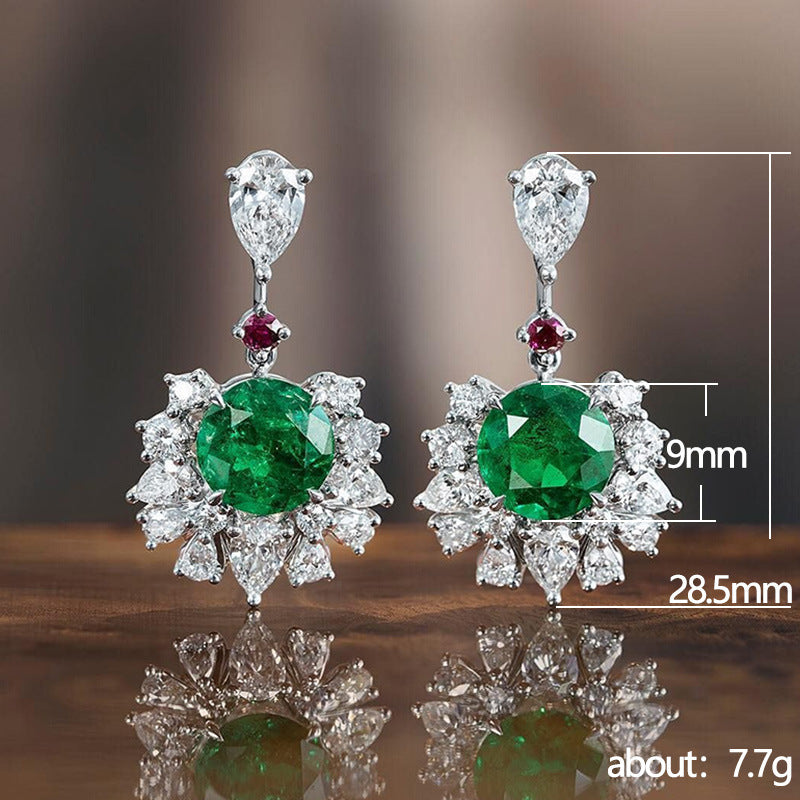 Recommended Luxury Inlaid Green Zircon Stud Earrings-Green