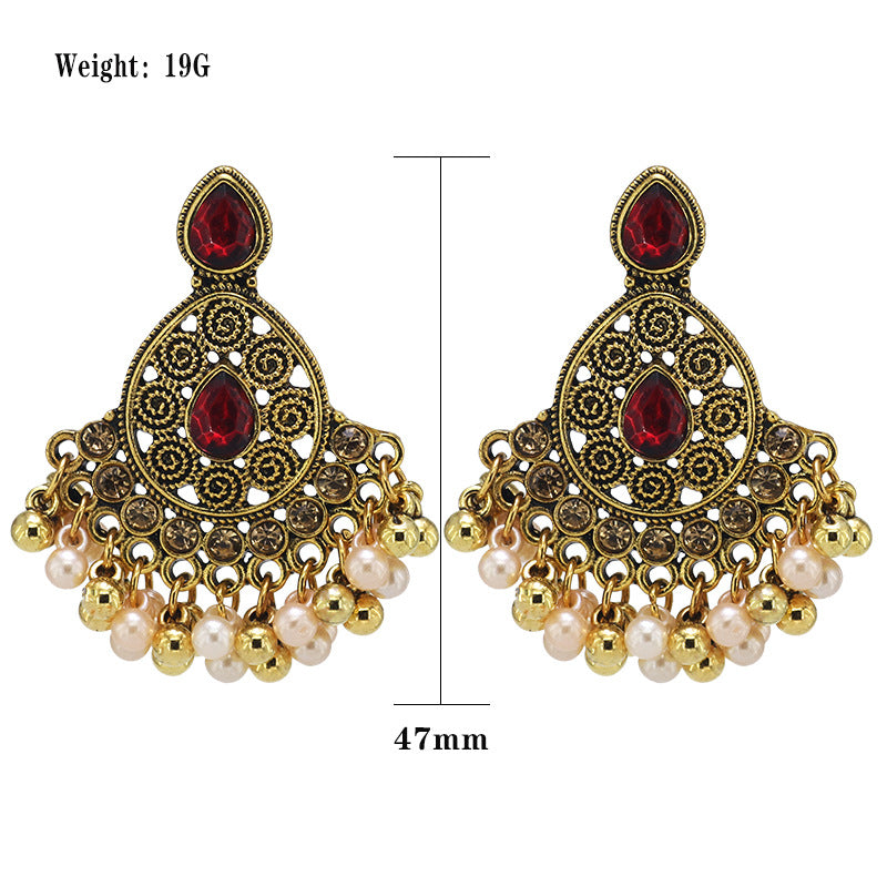 Indian Earrings Traditional Imitation Agate Beaded Small Stud Earrings