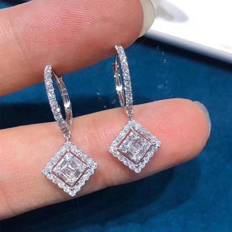 Shiny Kite Shaped Zircon Earrings