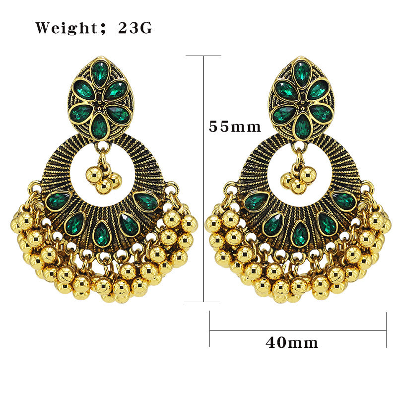 Indian Earrings Gold Round Beaded Earrings for Wowen-Gold/Silver