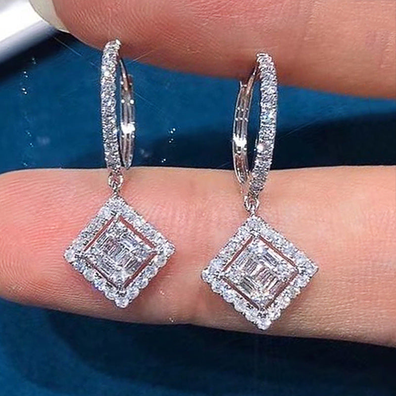 Shiny Kite Shaped Zircon Earrings