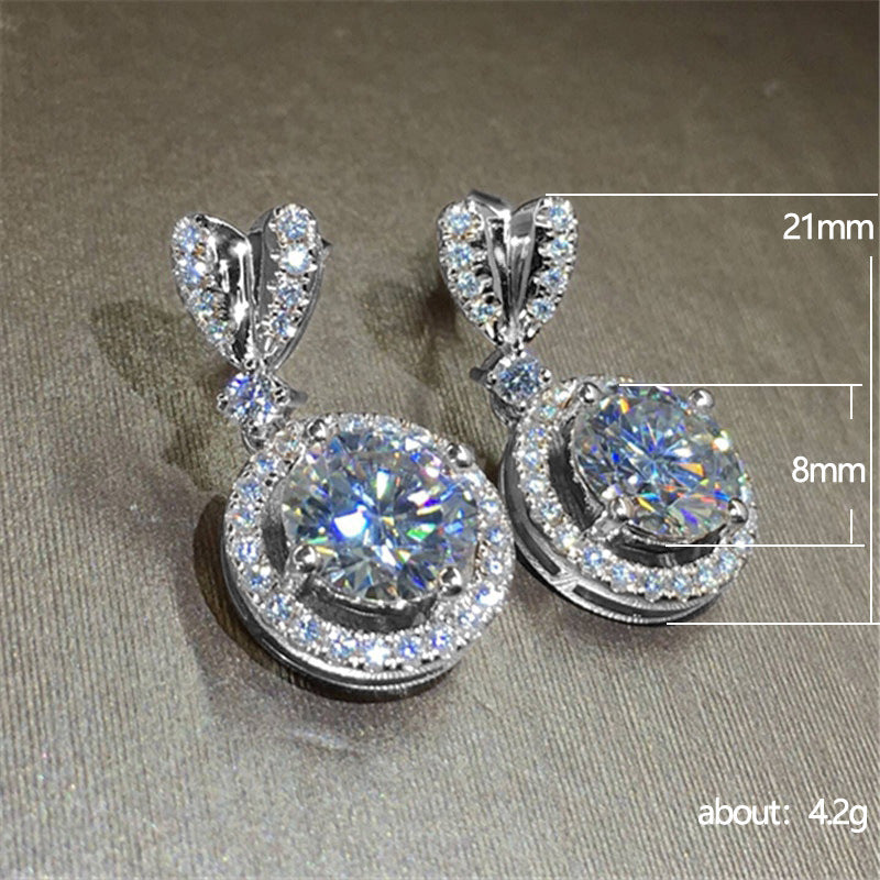 Wedding Bridal Ornament Exquisite Zircon Heart-Shaped Drop Stud Earrings