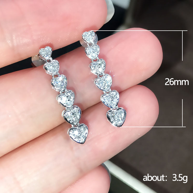 Simple Heart Zircon Earrings Stud Earrings