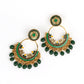 Indian Earrings Traditional Round Beaded Oil dripping Flower Earrings Chandali for Wowen-Green/Pink