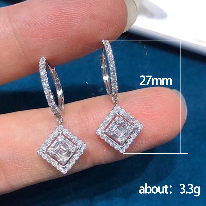 Shiny Kite Shaped Zircon Earrings