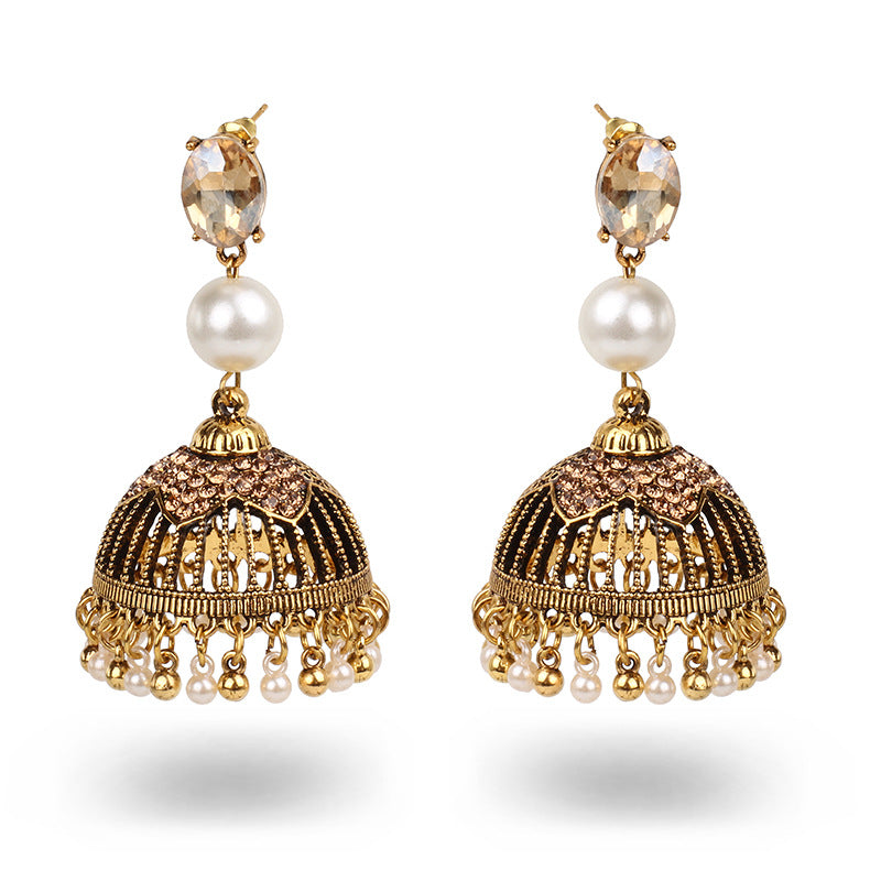 Indian Earrings Traditional Ethnic Bollywood Golden Oxidized Long Jhumka Jhumki Jumka Earrings for Wowen-Gold/Silver - enjoyinshopping